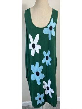 Modcloth Green Knit Floral Sleeveless Midi Dress